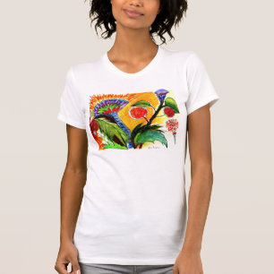 奇妙な植物のオレンジ空のワイシャツ Tシャツ