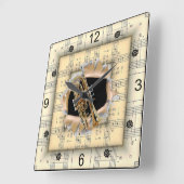 奇妙な楽譜を通して～を壊す スクエア壁時計 (傾斜)