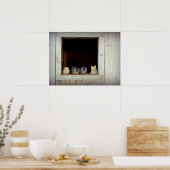 奇妙な猫ちゃんが喉を詰まる ポスター (キッチン)