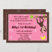 奇妙な猿のピンク 招待状 (正面/裏面)