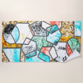 奇妙な白っぽい質感 ビーチタオル (正面)