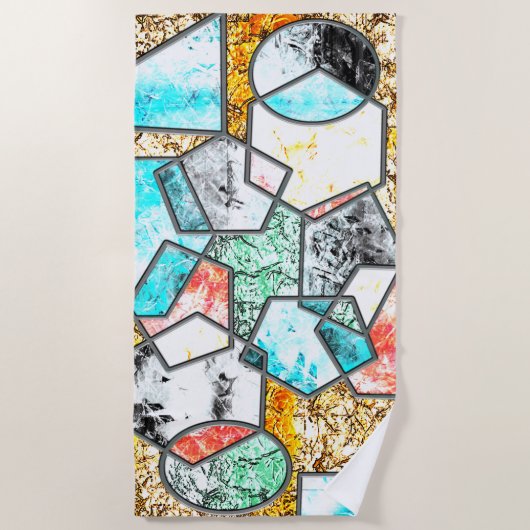 奇妙な白っぽい質感 ビーチタオル (正面)