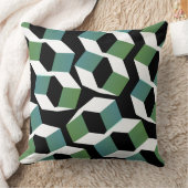 奇妙な緑の六角形と色のない部分、黒の クッション (ブランケット)