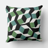 奇妙な緑の六角形と色のない部分、黒の クッション (裏面)