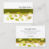 奇妙な花の列のアポイントメントの緑の    サロン 予約カード (正面/裏面)