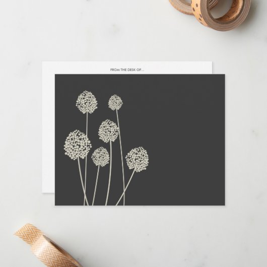 奇妙な花Tan/Gray個人文房具/メモ ノートカード (正面/裏面インサイチュ)