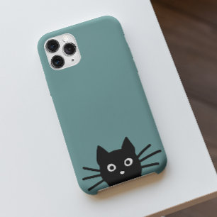 奇妙な覗き見する黒い子ネコ  猫おもしろいの iPhone 15ケース
