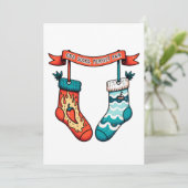 奇妙な靴下の完璧なペアのクリおもしろいスマス シーズンカード (スタンド正面)