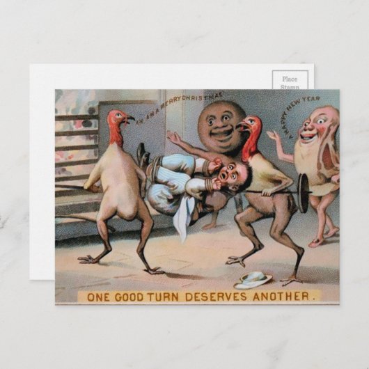 奇妙な食ビクトリアン品のクリスマス ポストカード (正面/裏面)