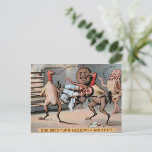 奇妙な食ビクトリアン品のクリスマス ポストカード (スタンド正面)