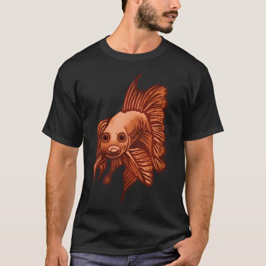 奇妙な魚 - 金のシャム闘魚 Tシャツ (正面)