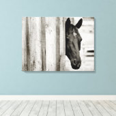 奇妙な黒い馬 キャンバスプリント (インサイチュ (ウッドフロア))