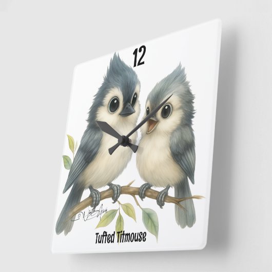 奇妙はっきりしたな房付きタイマウス スクエア壁時計 (傾斜)