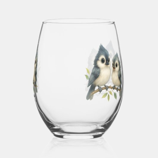 奇妙はっきりしたな房付きタイマウス ステムなしワイングラス (左)