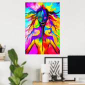 奇妙カラフルなポートレート | AI Art ポスター (ホームオフィス)