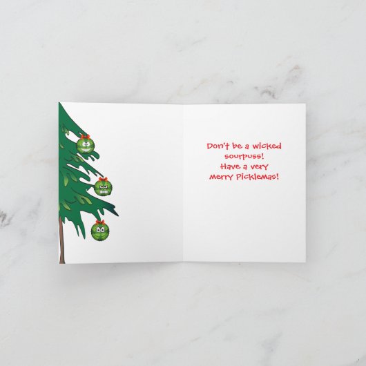 奇妙風変わりなおもしろいピクルクリスマスクリスマス シーズンカード (内部)