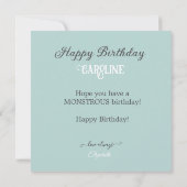 奇怪なモンスターズ飾子供の誕生日ケーキ カード (裏面)