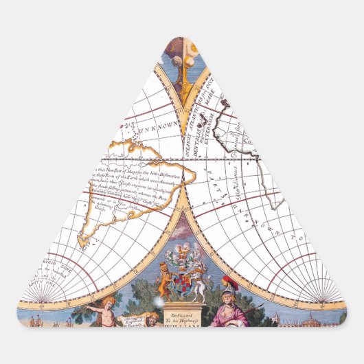 奇怪な地球儀の三角石の新しい地図 三角形シール (正面)
