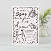 奇想天外なスケッチ風 ハロウィンの骸骨 招待状 (スタンド正面)