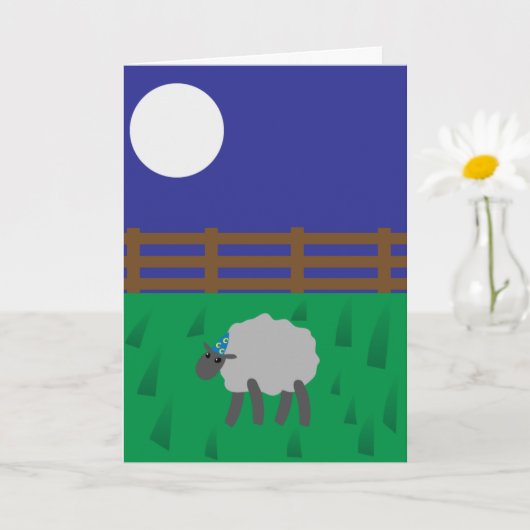 奇想天外な羊の誕生日おめでとう "EWE" カード (小さな植物)