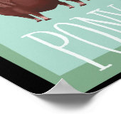 奇想天外な茶色のシェットランドポニー On Green Retro背景 ポスター (角)