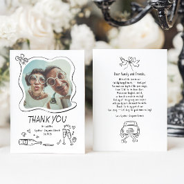 奇抜でファンキーな手描きの結婚式フォト サンキューカード