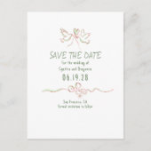 奇抜で可愛い手描きの結婚式Save The Date 案内ポストカード (正面)