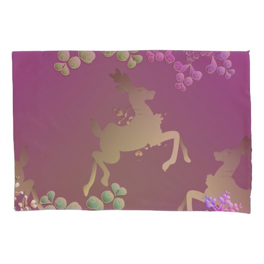 奇抜なトナカイの雪片 枕カバー (正面左)