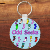 奇数ソックスのキーチェーンブルー キーホルダー (正面)