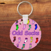 奇数ソックスのキーチェーン – ピンク キーホルダー (正面)