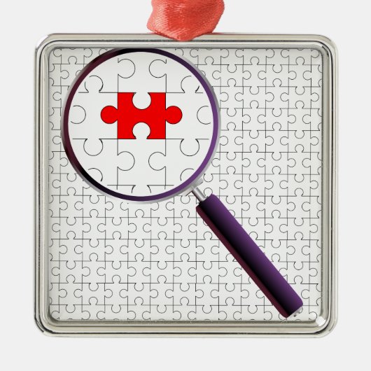 奇数ピース虫眼鏡 メタルオーナメント (正面)