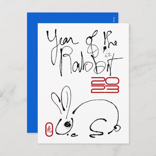 奇数ラビットオリジナルインクスケッチ中国の年誕生 シーズンポストカード (正面/裏面)
