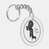 奇数ラムヤギ年中国の〔占星術の〕十二宮図誕生日モノグラム キーホルダー (正面左)