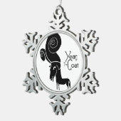 奇数ラムヤギ年中国の〔占星術の〕十二宮図SnowFオーナメント スノーフレークピューターオーナメント (右)