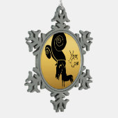 奇数金ゴールドラムヤギ中国のイヤー〔占星術の〕十二宮図オーナメント スノーフレークピューターオーナメント (左)