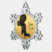 奇数金ゴールドラムヤギ中国のイヤー〔占星術の〕十二宮図オーナメント スノーフレークピューターオーナメント (右)