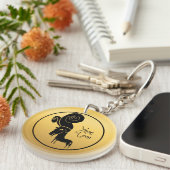 奇数金ゴールドラムヤギ中国のイヤー〔占星術の〕十二宮図モノグラムK キーホルダー (正面右)