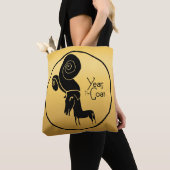 奇数金ゴールドラムヤギ中国のイヤー〔占星術の〕十二宮図誕生日バッグ トートバッグ (クローズアップ)