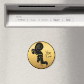 奇数金ゴールドラム中国のヤギ年〔占星術の〕十二宮図円磁石 マグネット (インサイチュ (食洗機))