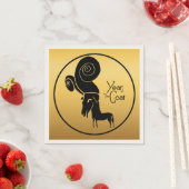 奇数金ゴールドラム中国のヤギ年〔占星術の〕十二宮図紙ナプキン スタンダードカクテルナプキン (インサイチュ)