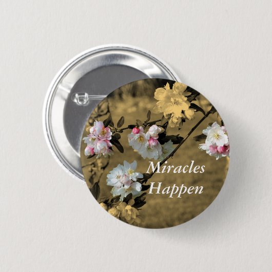 奇跡が起こる花やる気を起こさせるのピン 缶バッジ (正面&裏面)
