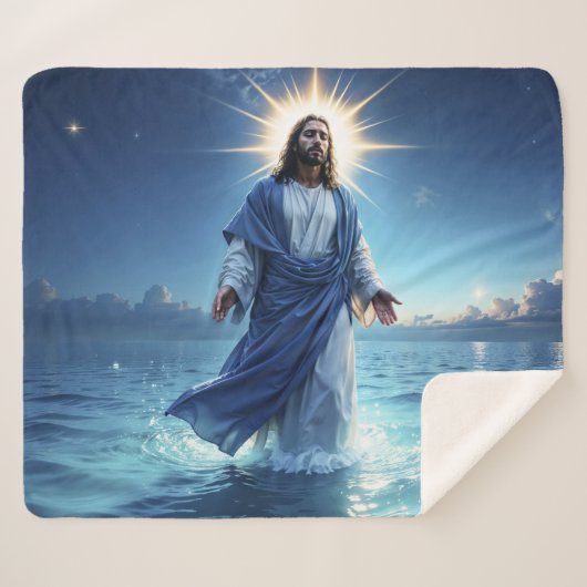 奇跡のイエスキリスト海スピリチュアル平和 シェルパブランケット (正面(横))