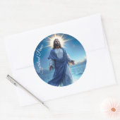 奇跡のイエスキリスト海スピリチュアル平和 ラウンドシール (封筒)