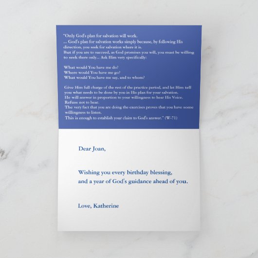 奇跡のコースW71で何をすればいい カード (内部)