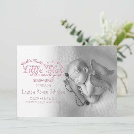 奇跡のベビー、出産のお知らせ 案内状 (スタンド正面)