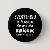 奇跡の聖書聖句キリスト教信仰ブラック 缶バッジ (正面)