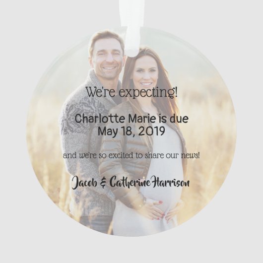 奇跡の超音波2の写真の女の赤ちゃんのピンク オーナメント (裏面)