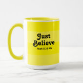 奇跡の黄色信じでかわいい マグカップ (左)