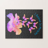 奇跡信じのハイビスカスフラワーチョウ ジグソーパズル (横)
