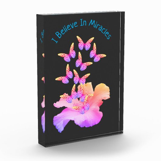 奇跡信じのハイビスカスフラワーチョウ フォトブロック (左)